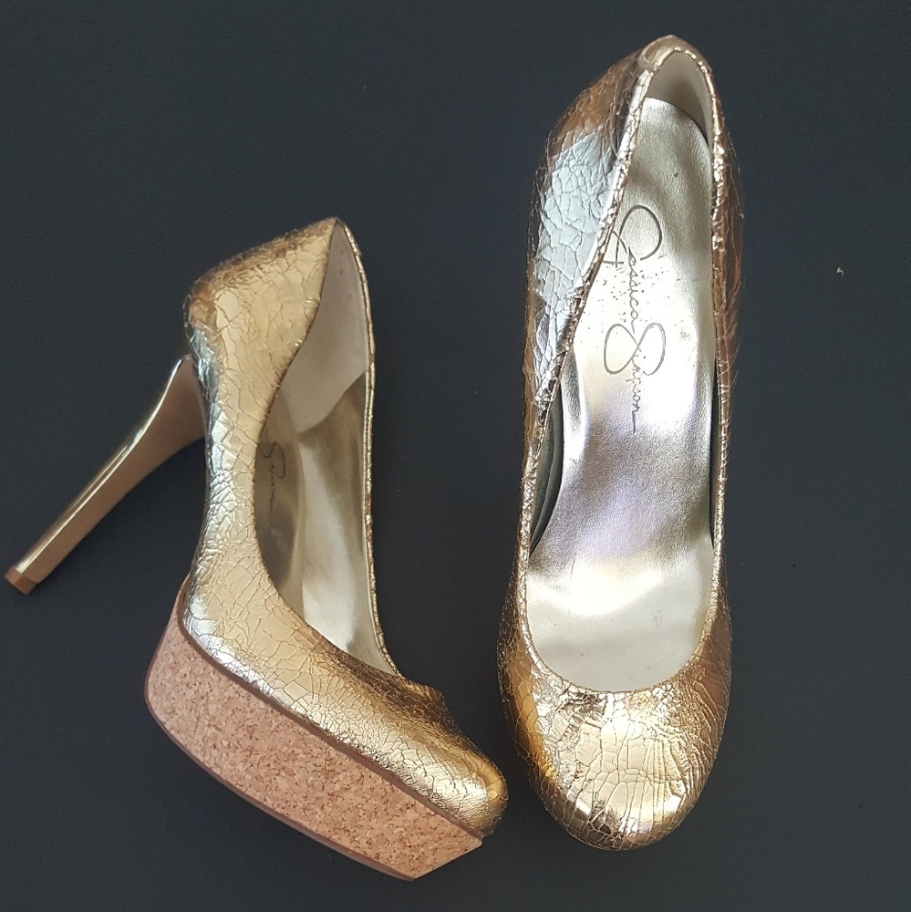 🎉Metallic Gold Platform Heels